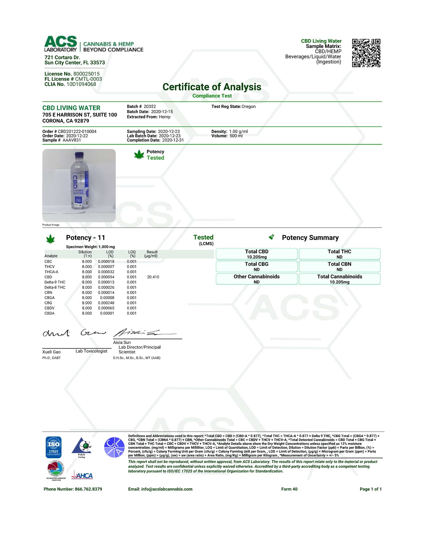 CBD Living Water 10mg