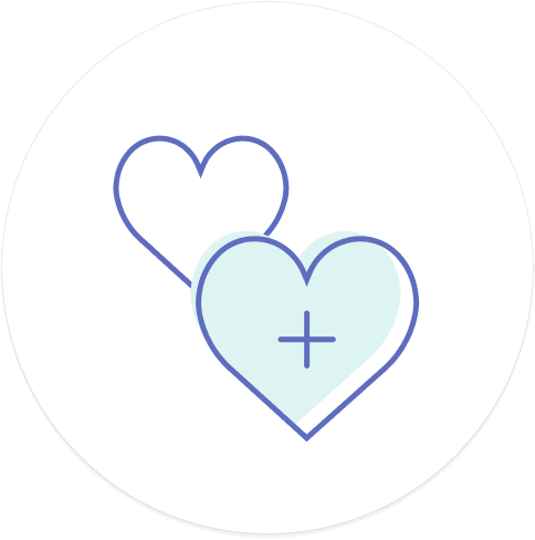 image of two hearts one with a cross  inside 